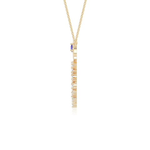 natural tanzanite rose flower necklaces in yellow gold vermeil 