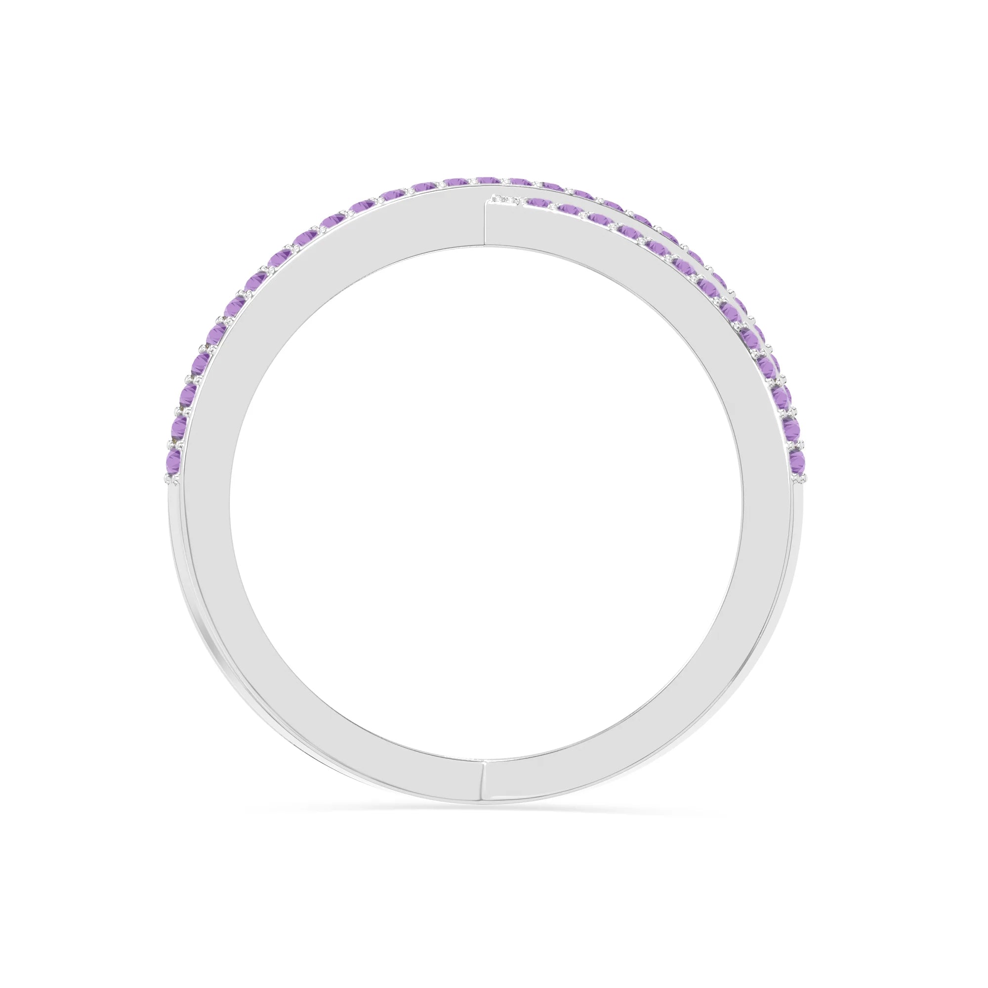 natural amethyst criss cross band rings in sterling silver 