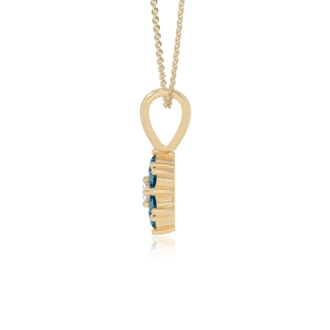 natural london-blue-topaz flower necklaces in yellow gold vermeil 