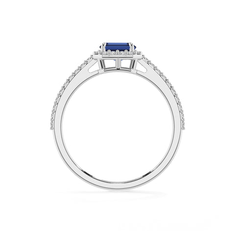 lab-grown blue-sapphire emerald half eterity halo solitaire engagement ring