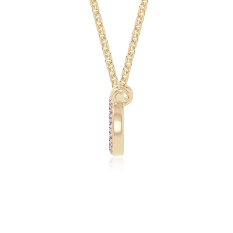 natural pink-tourmaline oval paperclip necklaces in yellow gold vermeil 