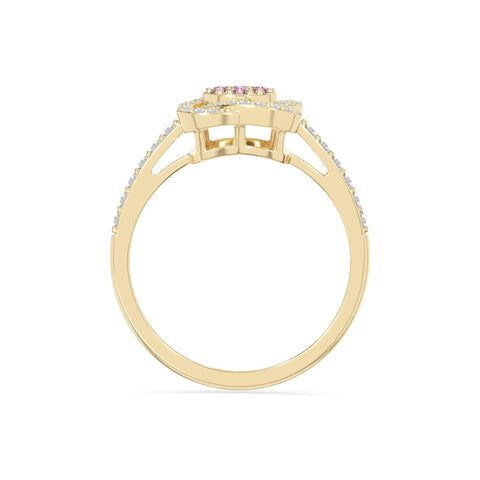 natural pink tourmaline infinity promise rings in yellow gold vermeil