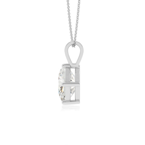 lab grown moissanite cushion shape solitaire v-bale pendant necklace