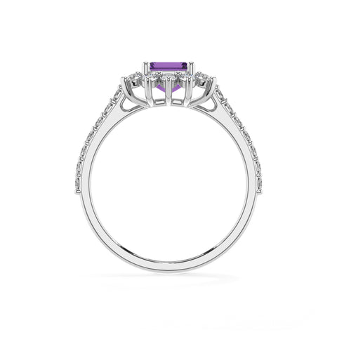 lab grown amethyst emerald half eterity halo solitaire engagement ring