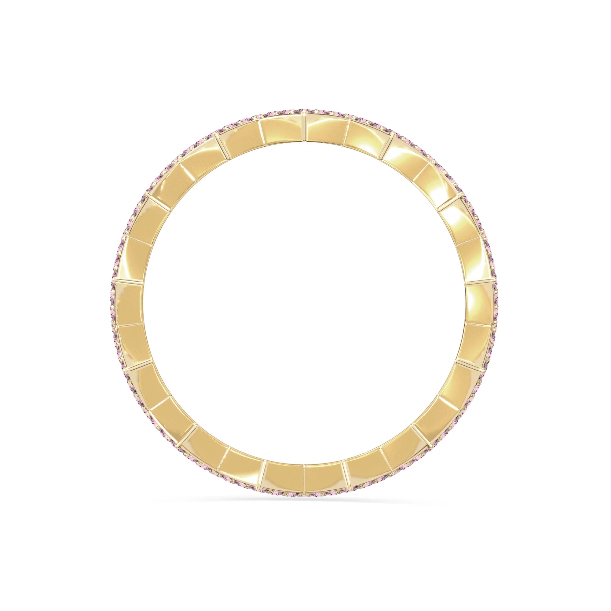 natural pink tourmaline zig-zag wedding band rings in yellow gold vermeil