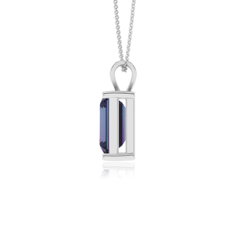 lab grown alexandrite emerald-cut shape solitaire v-bale pendant necklace