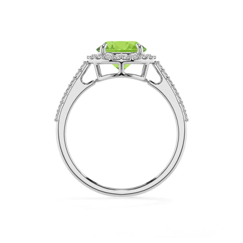 natural peridot round half eterity halo solitaire engagement ring