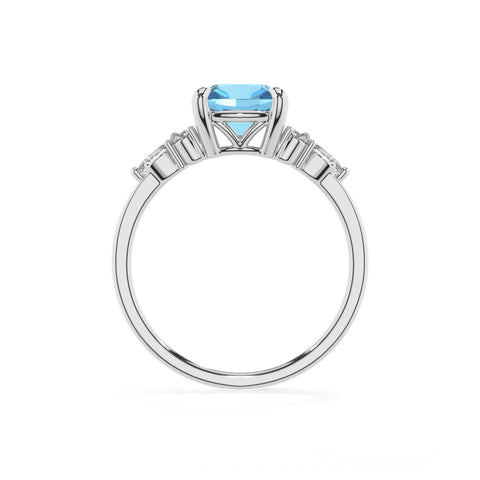 natural swiss blue topaz cushion solitaire engagement ring