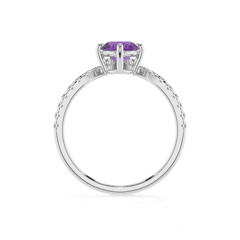 lab grown amethyst oval solitaire engagement ring