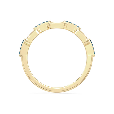 natural london blue topaz interlocking wedding band rings in yellow gold vermeil