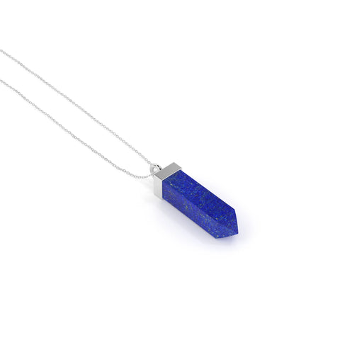natural lapis-lazuli pentagon shape pendant necklace