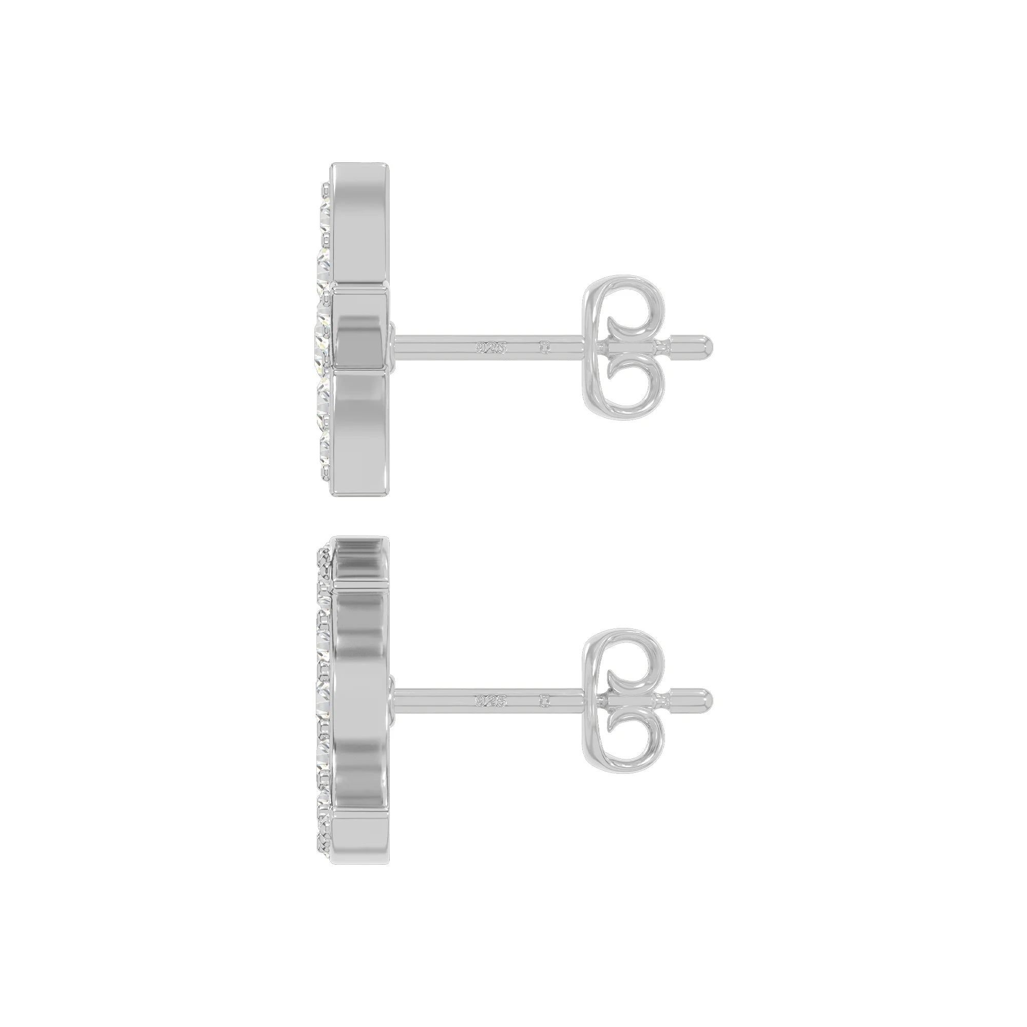 moissanite moon star stud earrings in sterling silver 