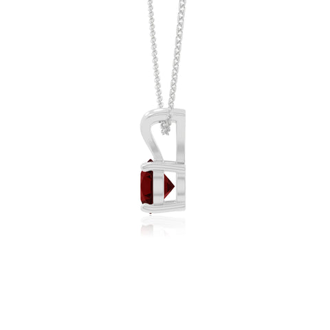 natural garnet v-bale solitaire necklaces in sterling silver 