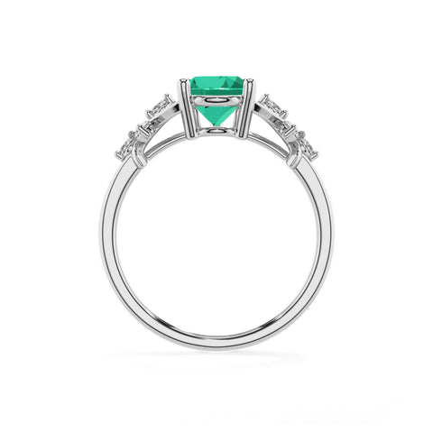 lab-grown emerald pear criss cross solitaire engagement ring