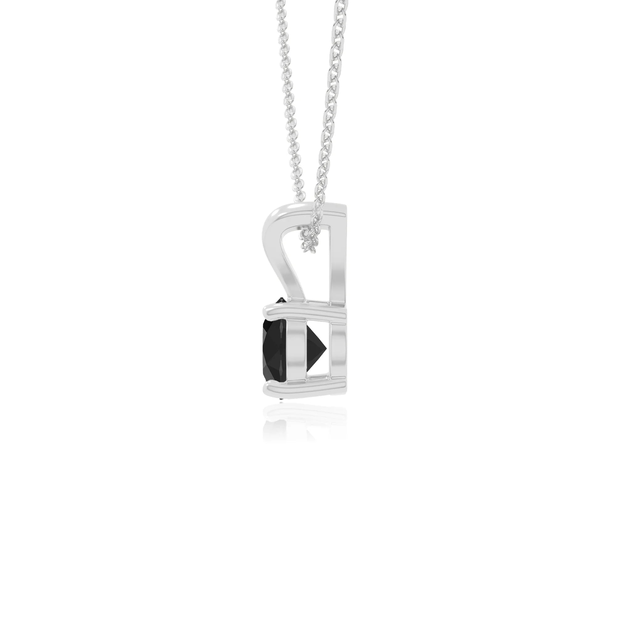 natural black-onyx v-bale solitaire necklaces in sterling silver 