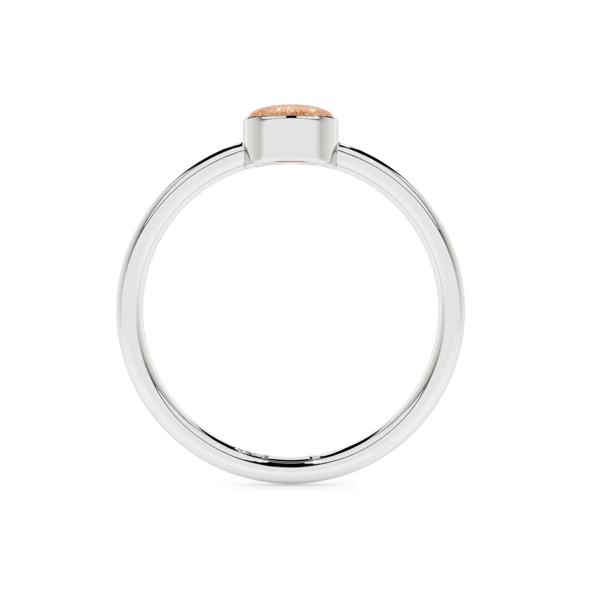 sunstone round cab stackable bezel-set ring