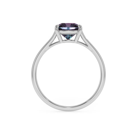 lab grown alexandrite cushion solitaire engagement ring