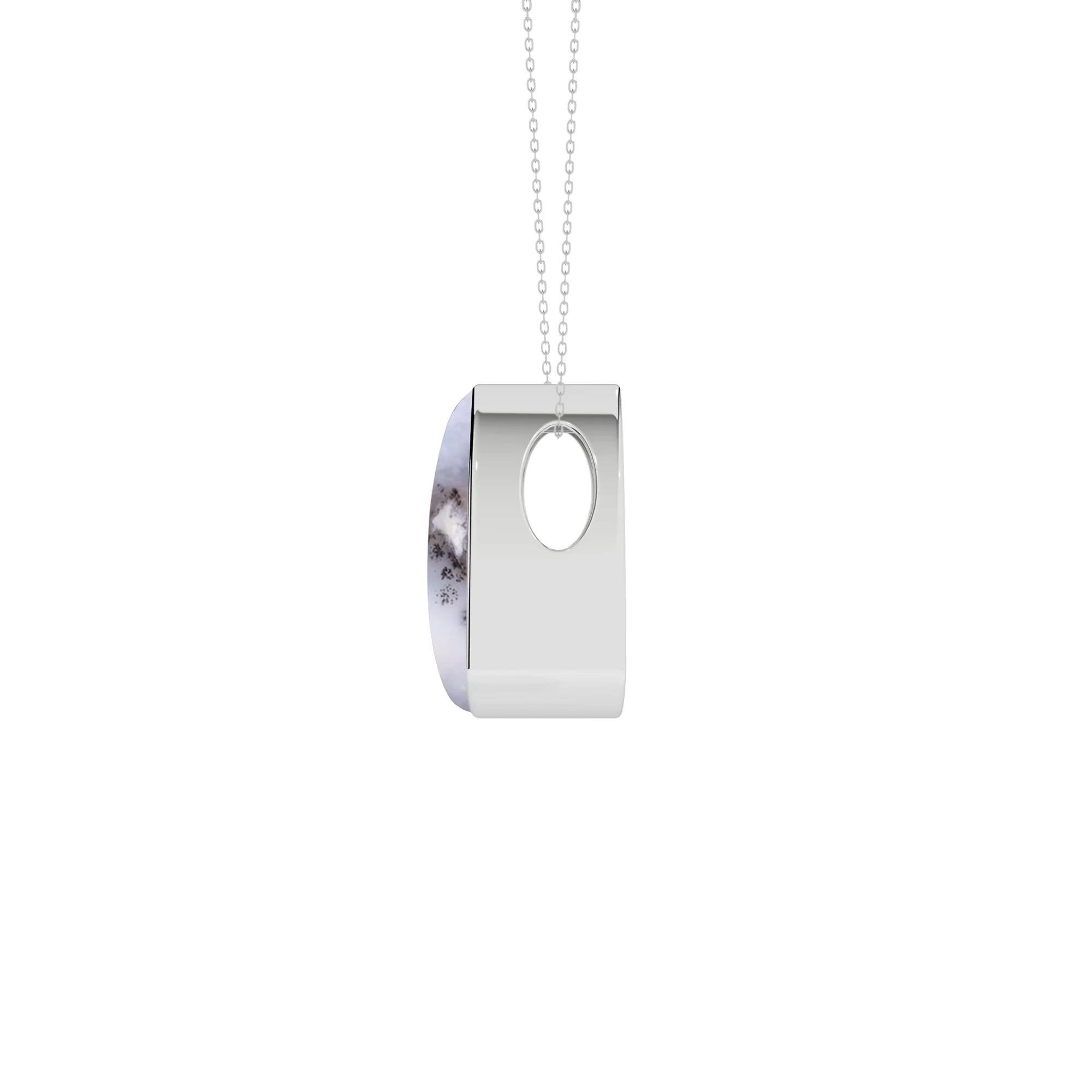natural dendritic-opal trillion shape pendant necklace