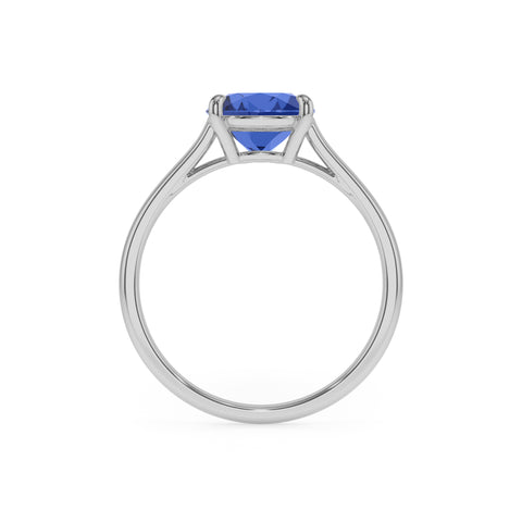 lab grown blue sapphire pear solitaire engagement ring