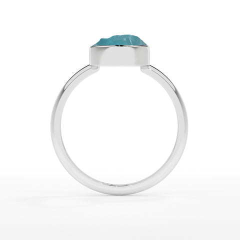 paraiba-apatite rough shape stackable bezel-set ring