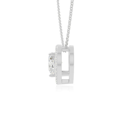 moissanite solitaire halo necklaces in sterling silver 