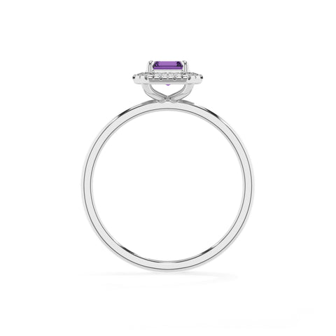 lab grown amethyst emerald halo solitaire engagement ring