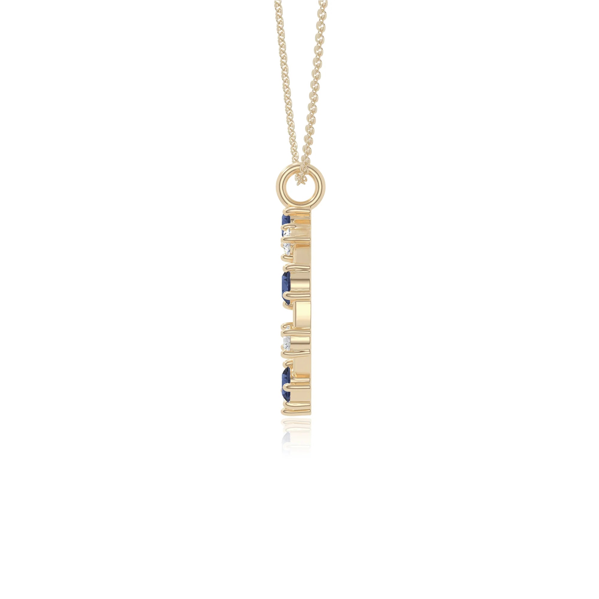 natural blue-sapphire infinity love knot necklaces in yellow gold vermeil 