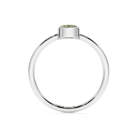 moldavite oval cut stackable bezel-set ring