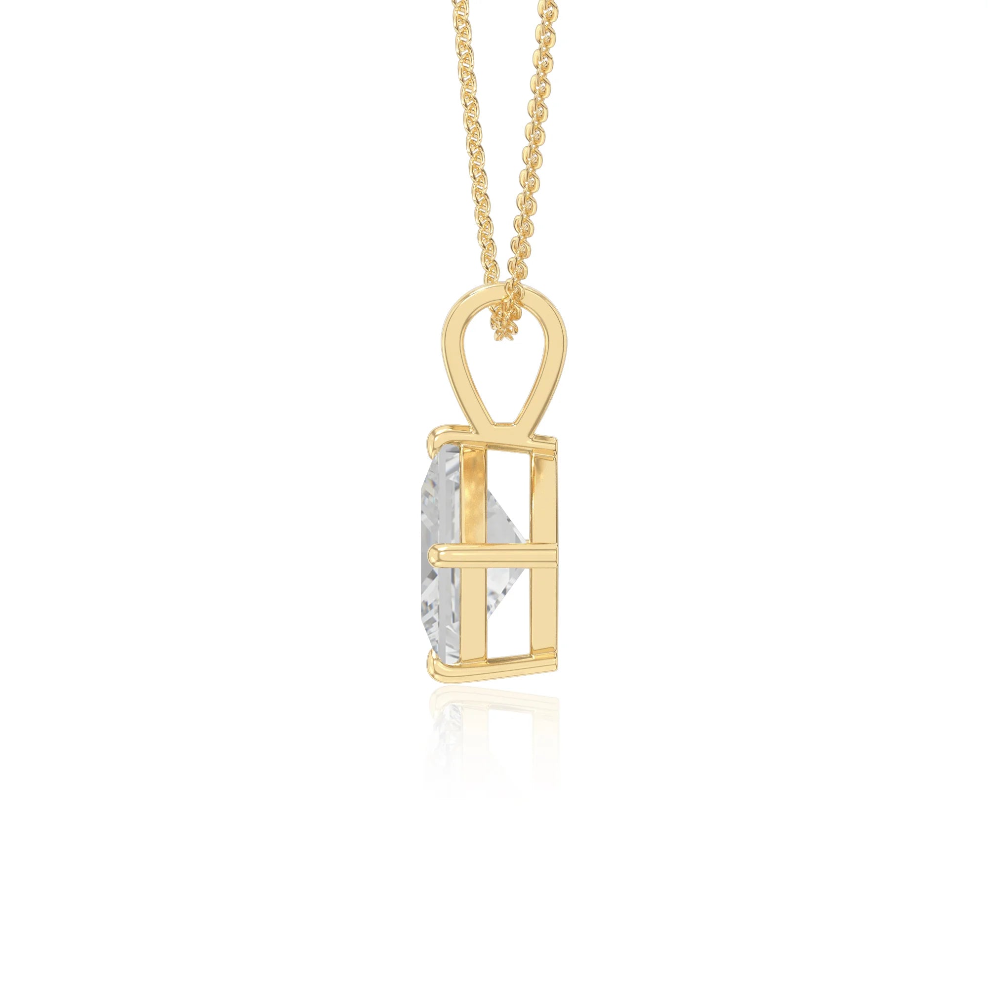 moissanite v-bale solitaire necklaces in yellow gold vermeil 