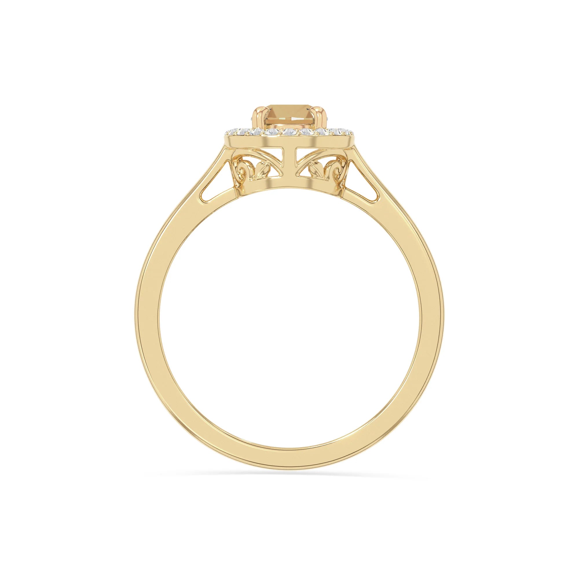 natural citrine solitaire halo engagement rings in yellow gold vermeil