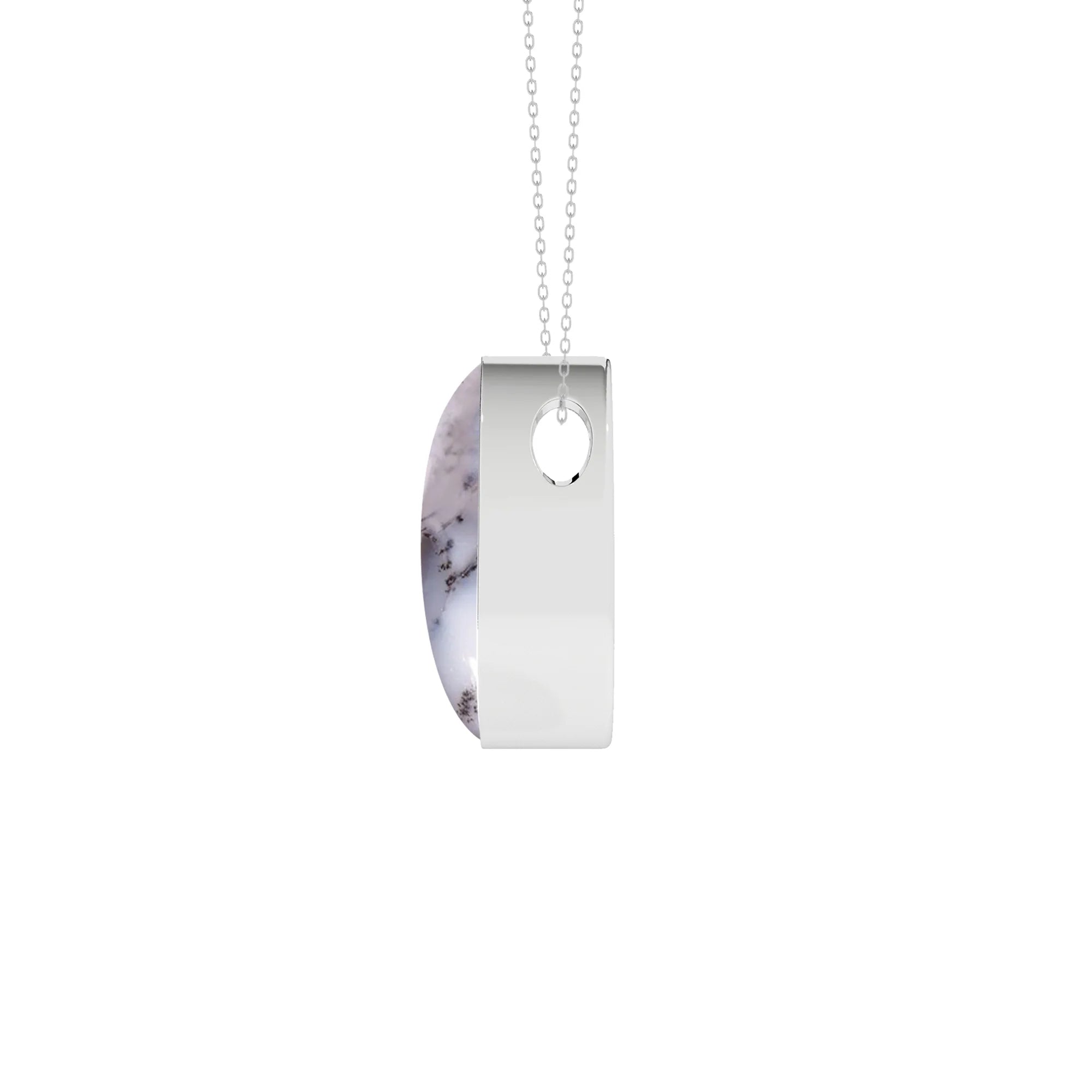 natural dendritic-opal pear shape pendant necklace