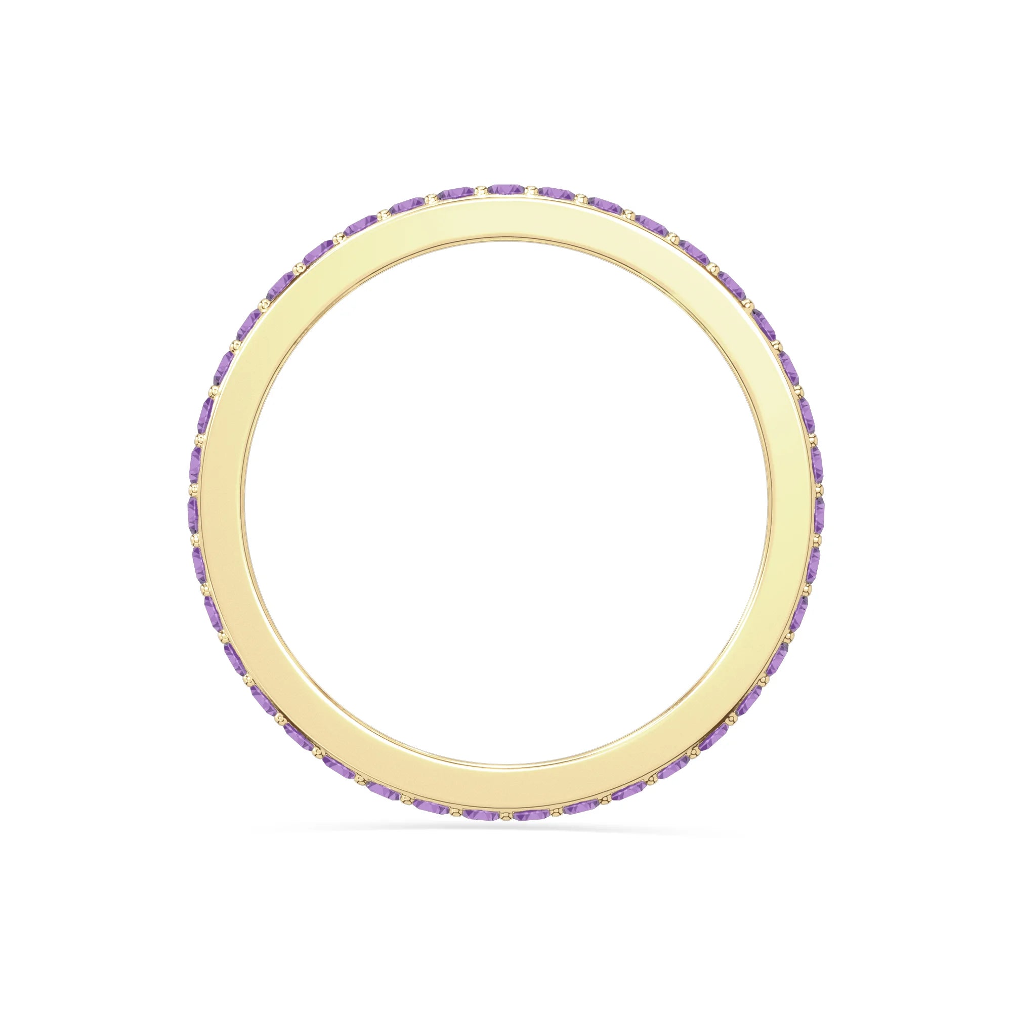 natural amethyst eternity band rings in yellow gold vermeil