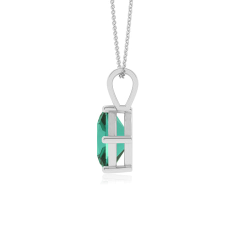 lab grown emerald cushion shape solitaire v-bale pendant necklace