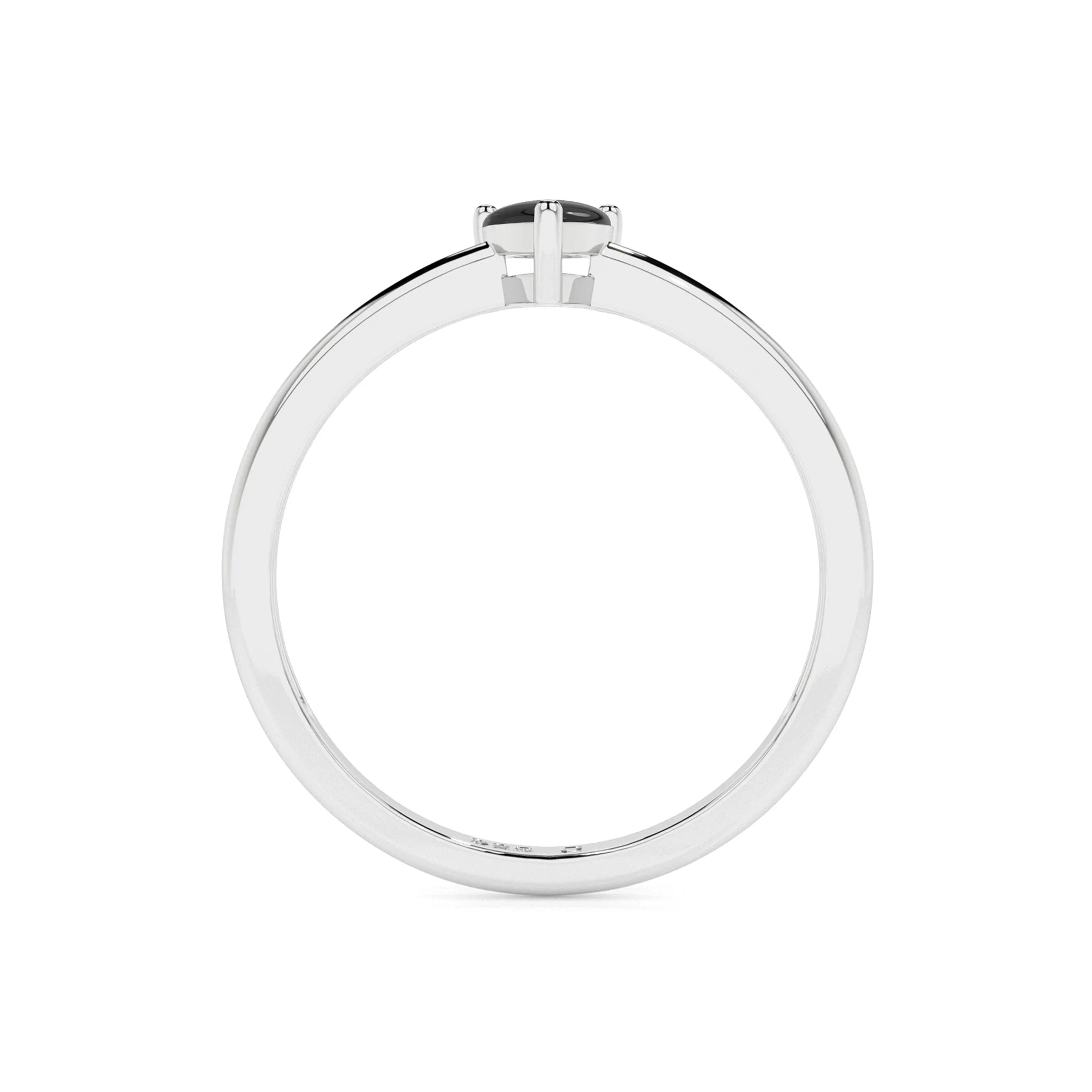 black onyx pear cab stackable prong-set ring