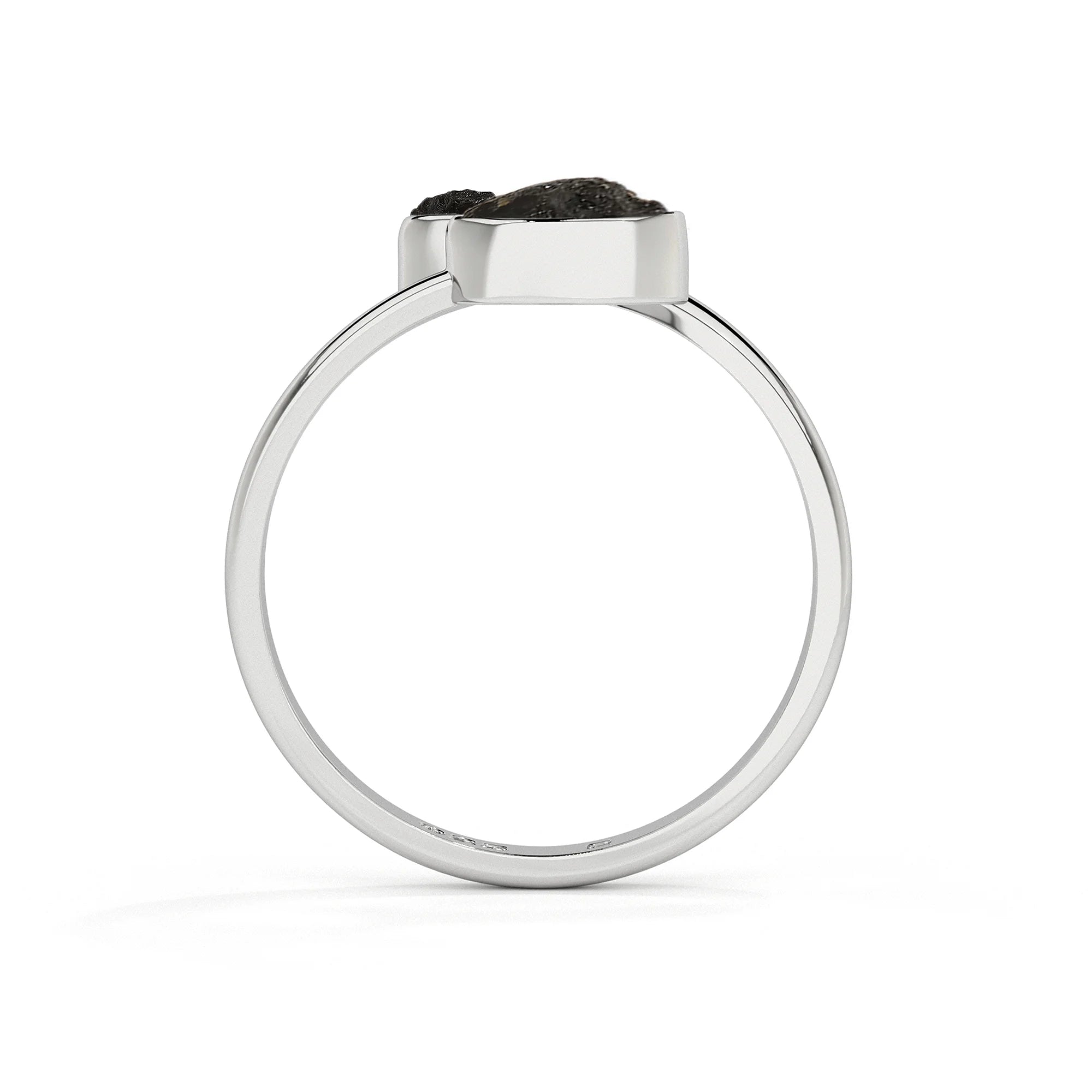 black-tourmaline rough shape stackable bezel-set ring