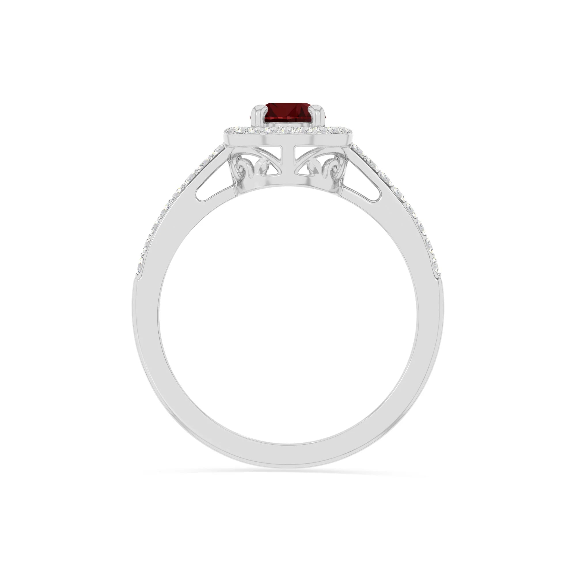 natural garnet solitaire halo engagement rings in sterling silver 