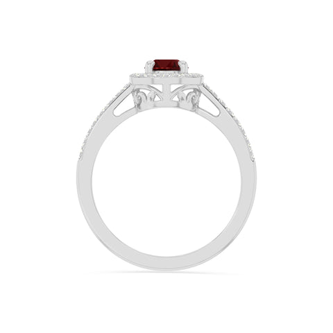 natural garnet solitaire halo engagement rings in sterling silver 