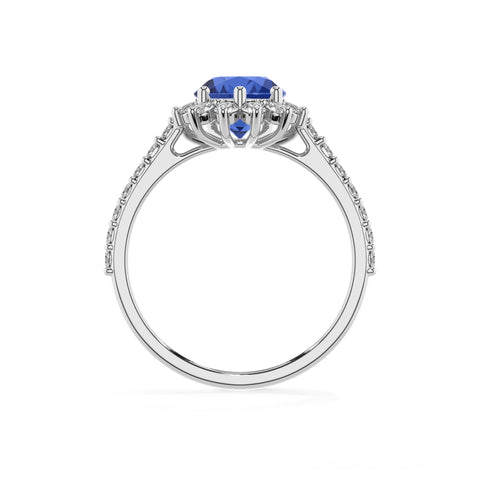 lab-grown blue-sapphire pear half eterity halo solitaire engagement ring