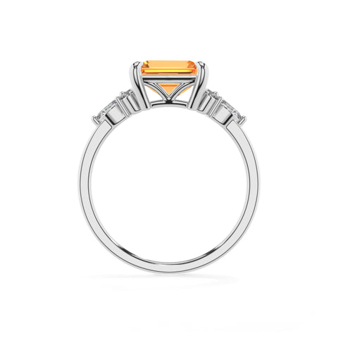 lab-grown citrine emerald solitaire engagement ring