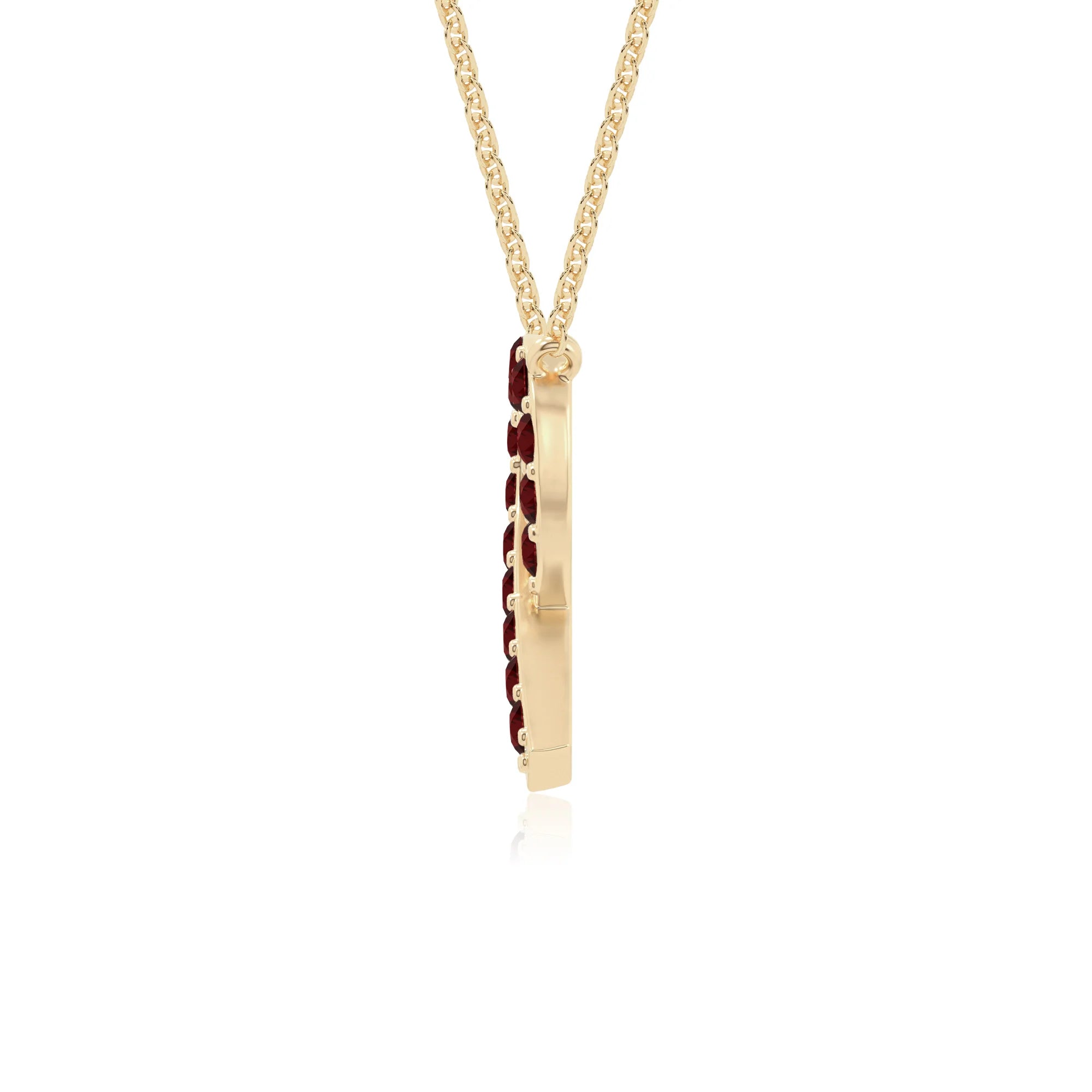 natural garnet cancer ribbon necklaces in yellow gold vermeil 
