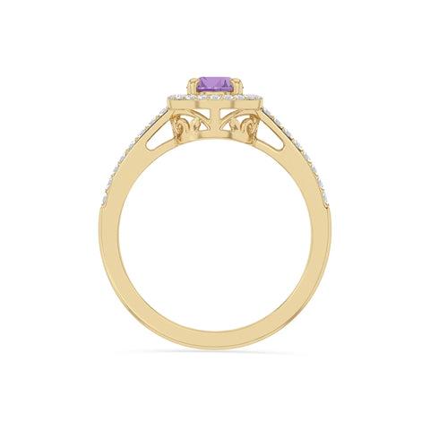 natural amethyst solitaire halo engagement rings in yellow gold vermeil