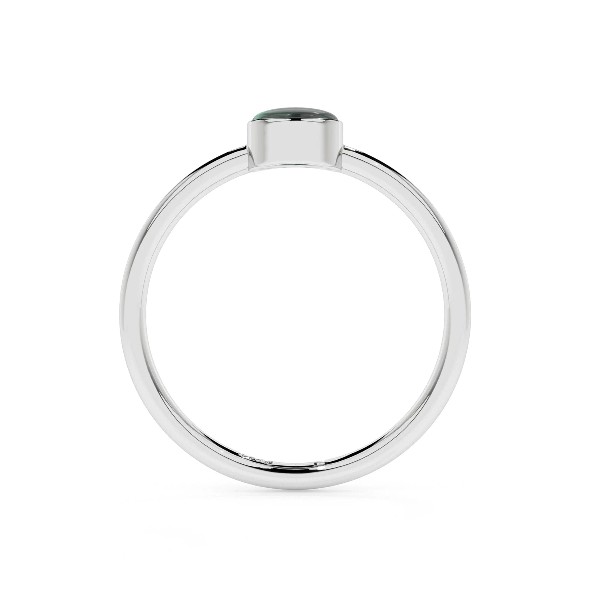 malachite round cab stackable bezel-set ring