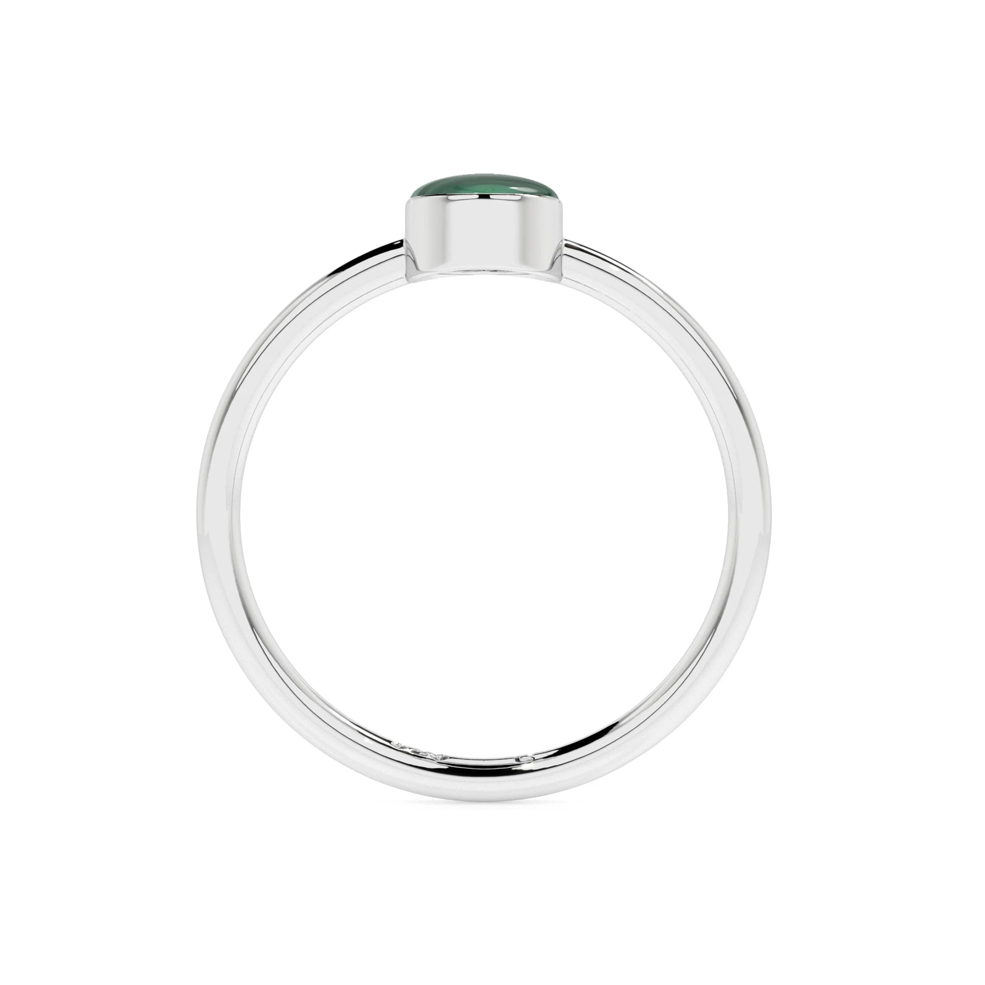 malachite oval cab stackable bezel-set ring