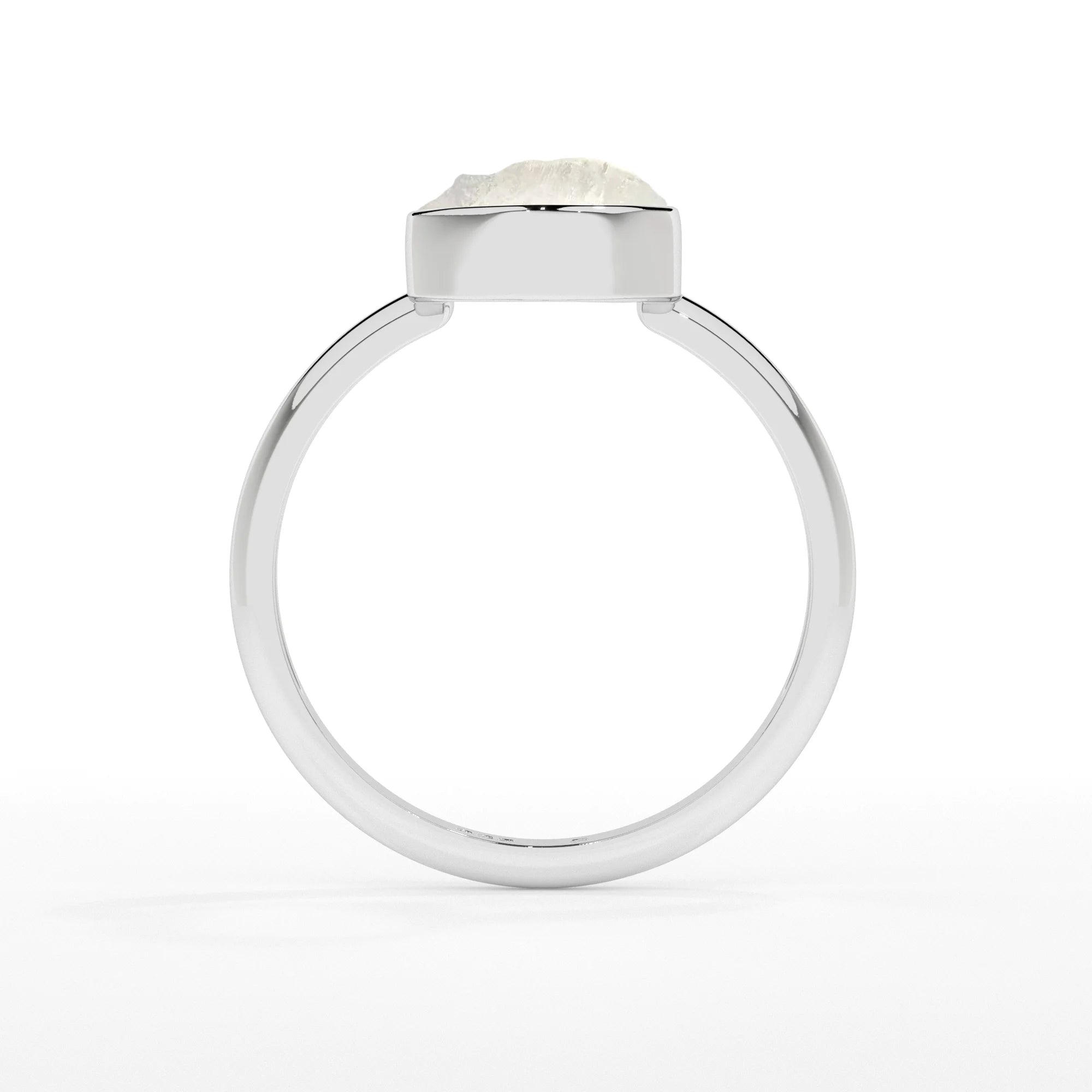 crystal-quartz rough shape stackable bezel-set ring