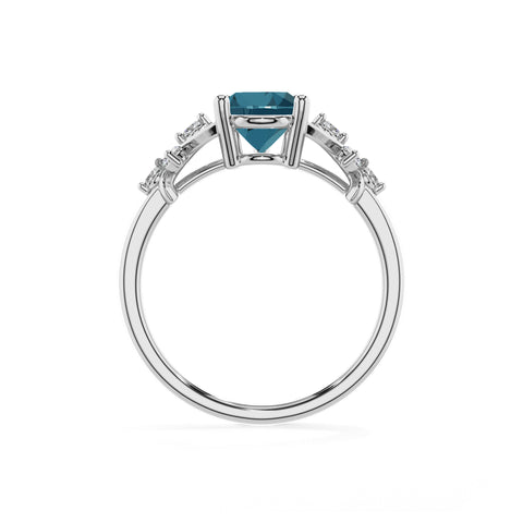 natural london blue topaz pear criss cross solitaire engagement ring