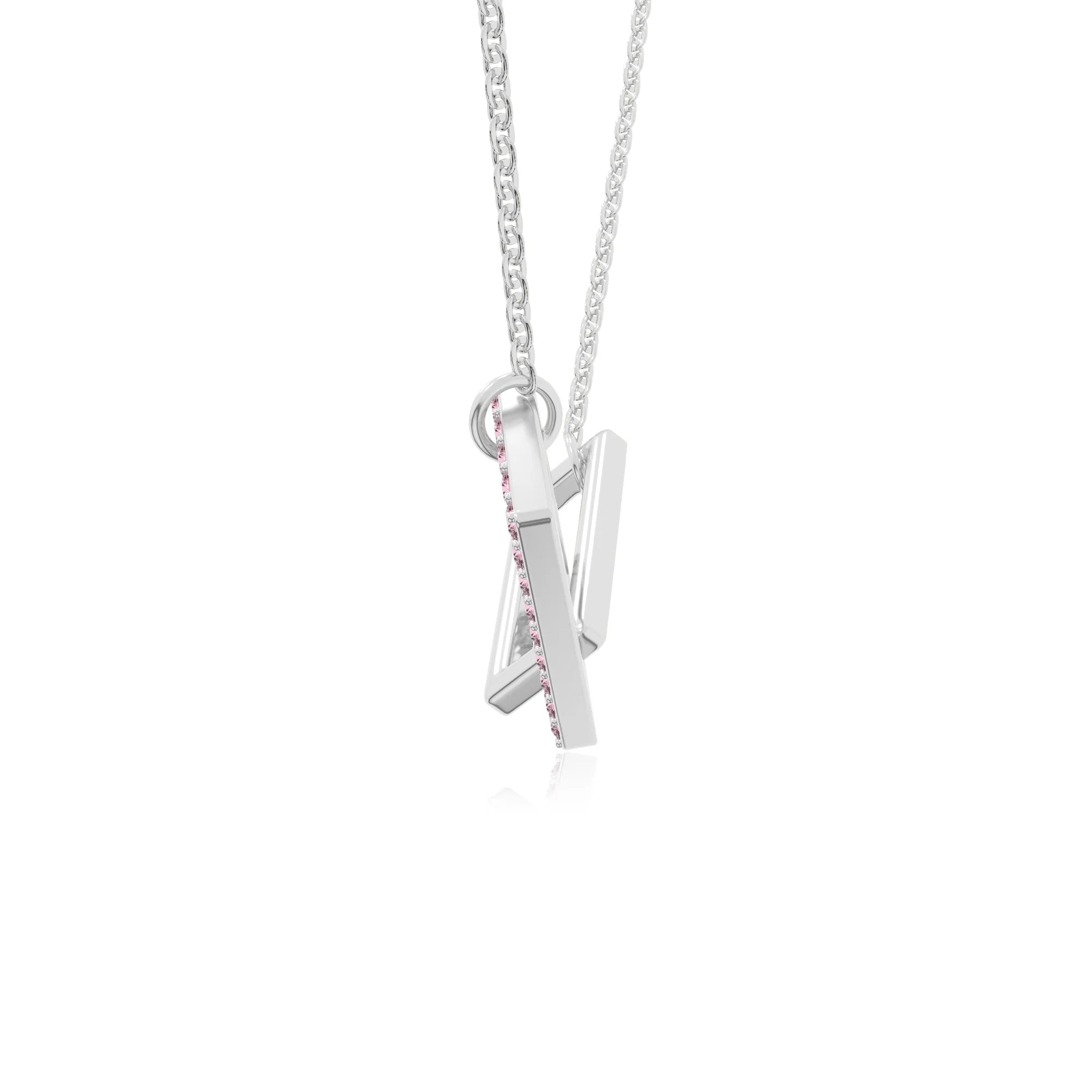 natural pink tourmaline interlock necklaces in sterling silver 