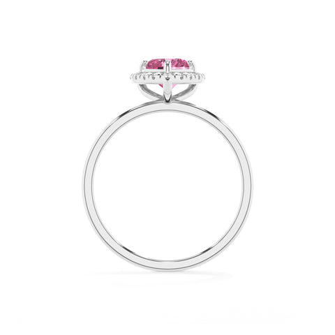 lab-grown pink-sapphire heart halo solitaire engagement ring