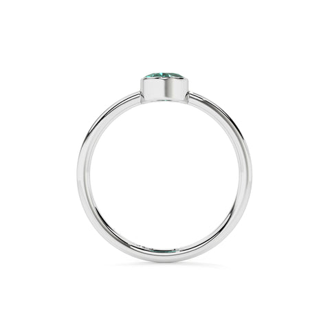 green tourmaline oval cut stackable bezel-set ring