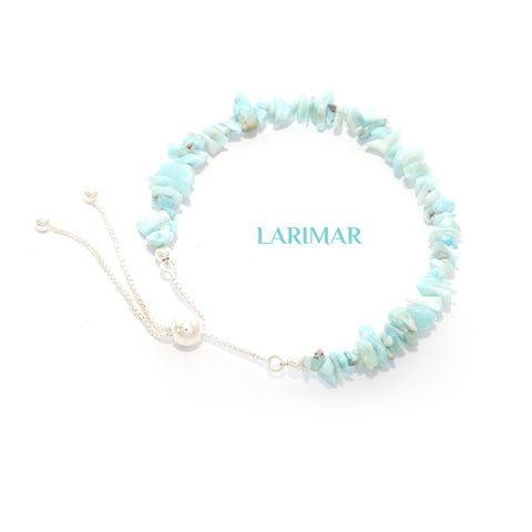 natural larimar rough shape bolo bracelet