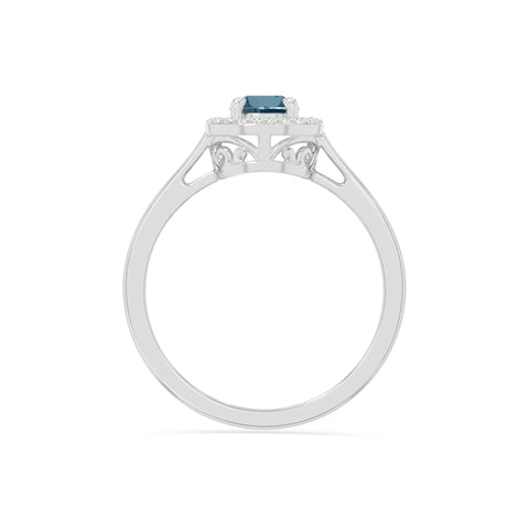 natural london blue topaz solitaire halo engagement rings in sterling silver 